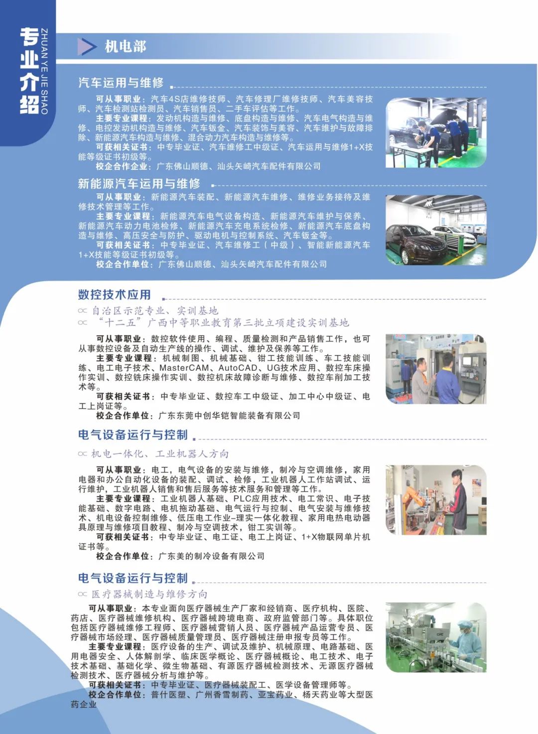 機(jī)電部專業(yè)介紹