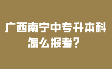 廣西南寧中專升本科怎么報考？