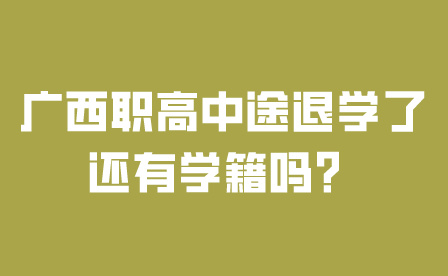 廣西職高中途退學了還有學籍嗎？