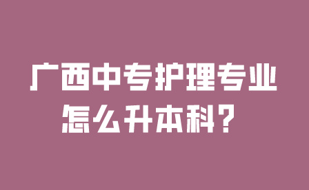廣西中專護理專業怎么升本科？